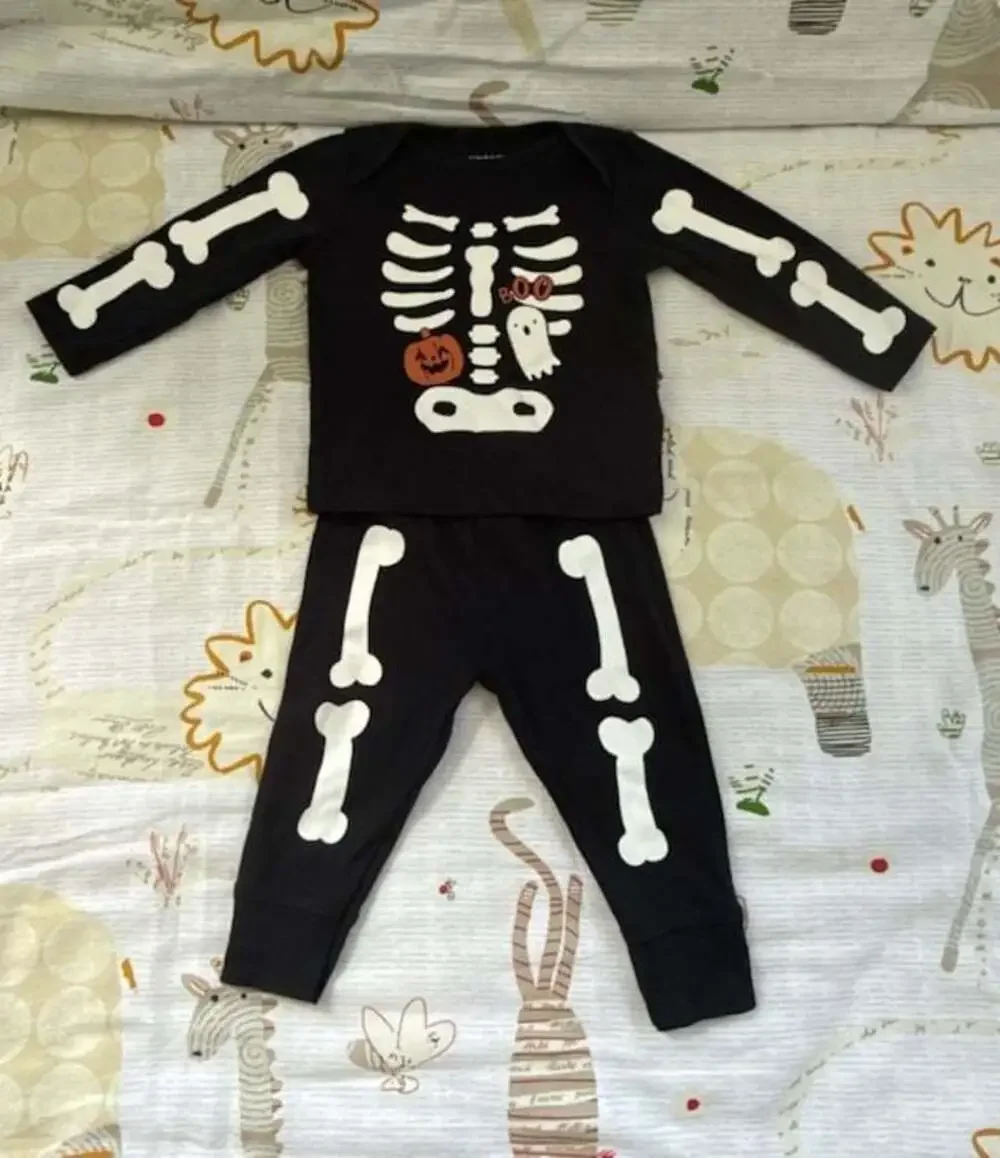Carter's Child of Mine Halloween Skeleton Outfit Set 6-9 Months